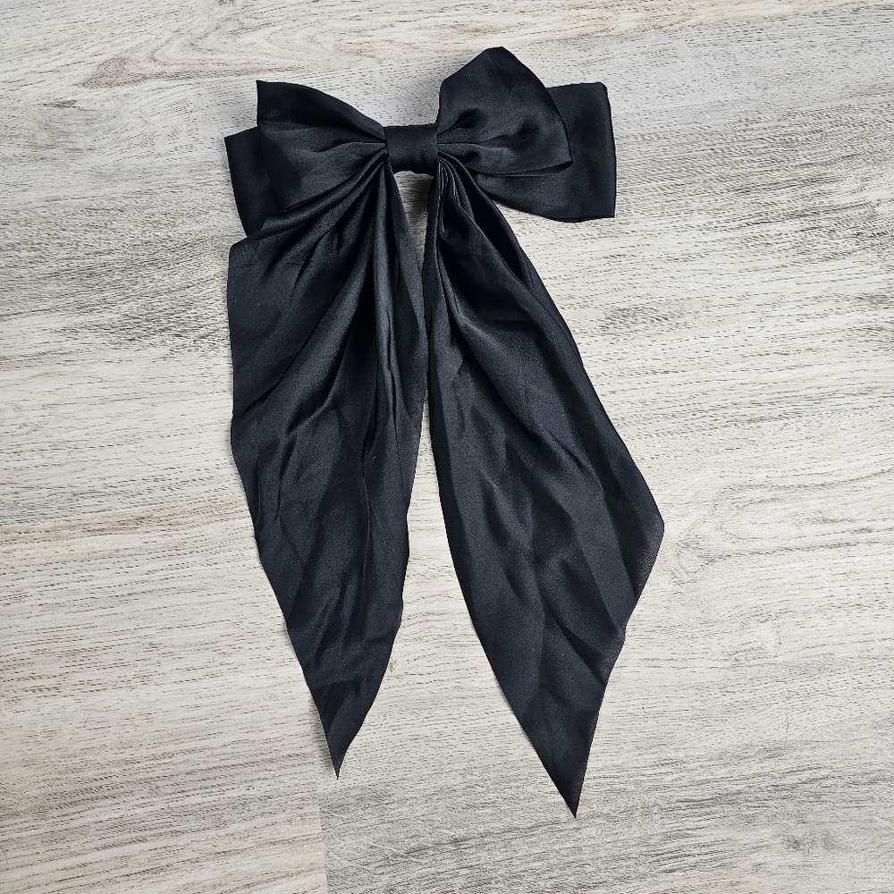 New Coquette Classic Large Satin Hair Bow Accessory Black